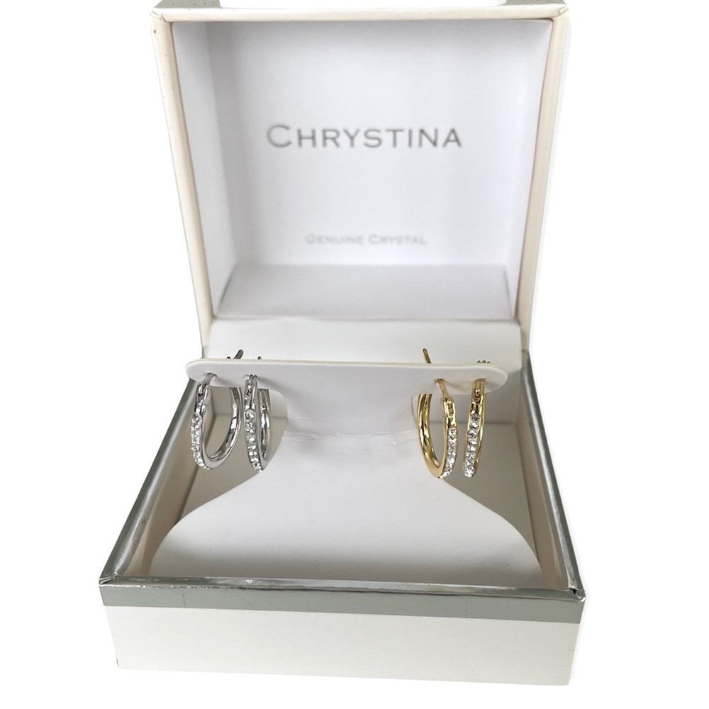 NWT Chrystina Hoop Earrings set (2 pair)